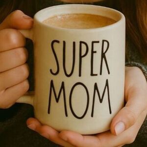 Rae Dunn Super Mom CERAMIC Cup Mug Coffee Tea Hot Cocoa White